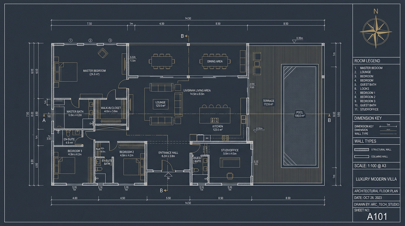 Plano Técnico Arquitectónico CAD (Креслення) - Villa Panorama